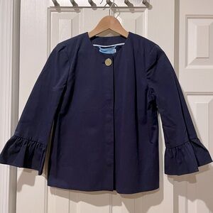 Draper James navy peplum sleeve short coat XS NWT